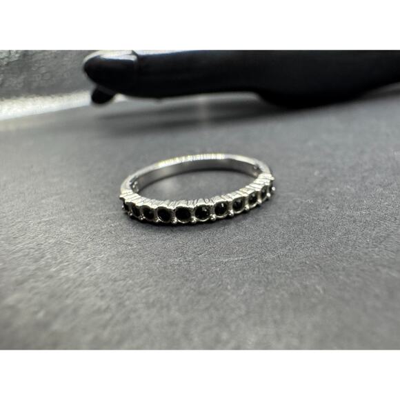 Swarovski Black Crystal Rhodium Plated Eternity Band Ring Size 7 Stackable - Picture 5 of 10